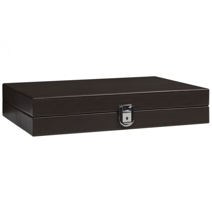 Exclusive backgammon set "Baptiste" made of leather, brown, small